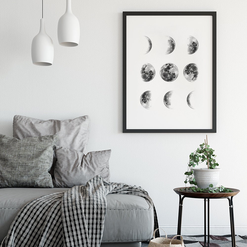 Moon Phases Wall Art, Moon Phases Print, Moon Poster, Moon Phase Wall ...