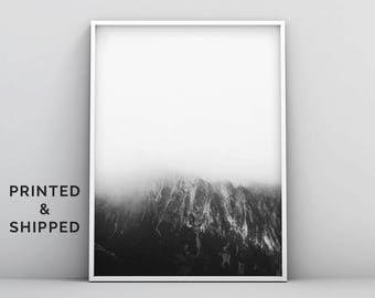 Black and White Mountain Print, Minimalist Art, Modern Art Print, Nordic Art, Black and White Photography, Nature, Monochrome Mountain Range