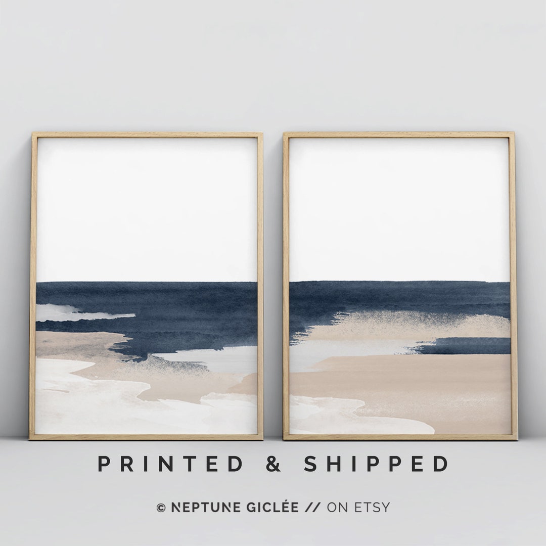 Abstract Wall Art, Blue Wall Art, 2 Piece Wall Art, Minimalist Wall Art ...