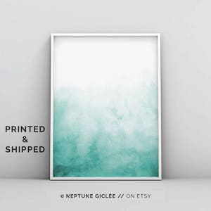 Groen blauwe muur kunst, groenblauw abstracte print, abstracte aquarel print muur kunst, groenblauw patroon print, groenblauw kunst, groenblauw decor abstract, posterkunst