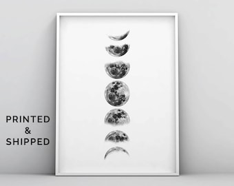 Moon Phases Print, Phases of the Moon Poster, Moon Phases Print, Moon Poster, Wall Art, Lunar Phases, Black and White, Minimalist, Modern