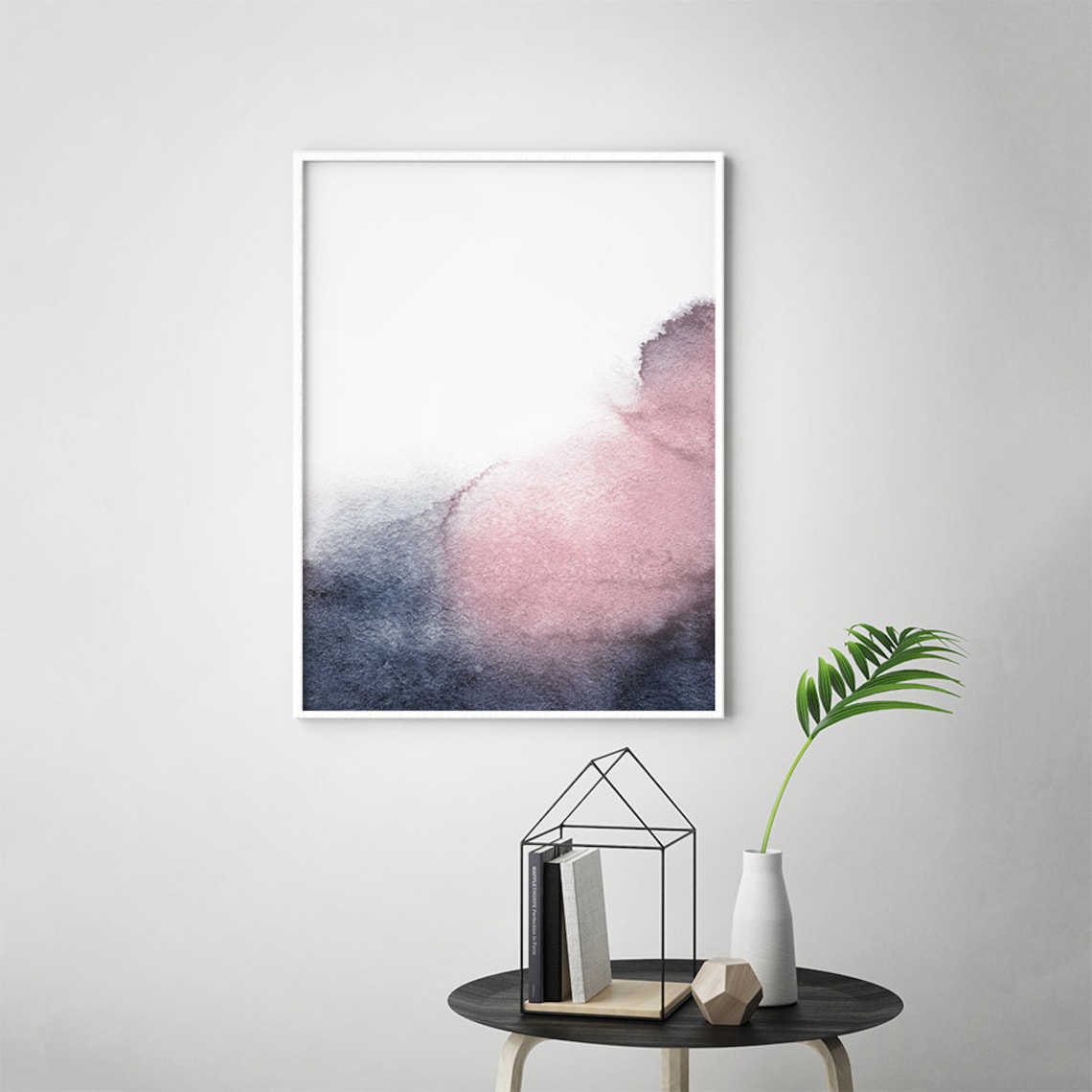 Blush Pink and Grey Wall Art Watercolour Abstract Art Etsy