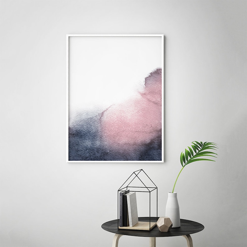 Blush Pink and Grey Wall Art Watercolour Abstract Art Etsy