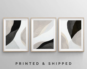 3 Piece Art Prints, Neutral Wall Art, Bedroom Wall Art, Black and White Wall Art, Abstract Poster Set, Living Room Art, Set of 3 Art Prints