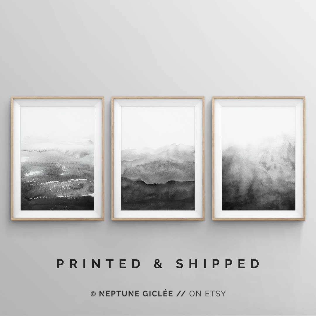 3 Piece Wall Art, Black White Wall Art, Large Wall Art, Abstract Art