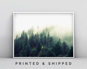 Misty Forest, Mist Mountain Photography, Fog Photo, Landscape Poster, Nordic Prints, Minimalist Wall Art, Green Forest, Woodland Forest Art