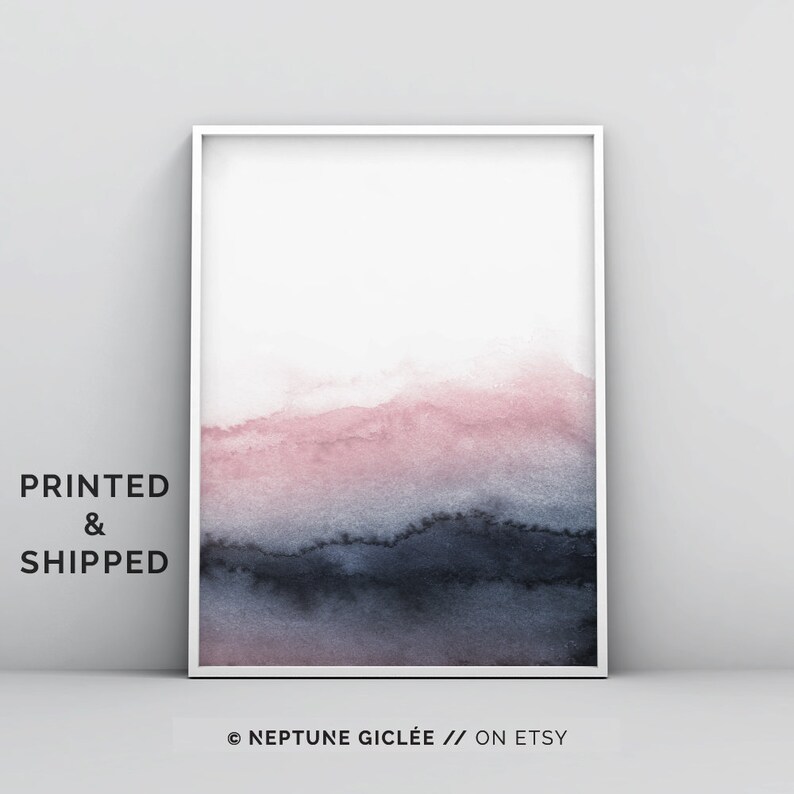 Blush Pink and Grey Wall Art Large Abstract Art Bedroom Etsy