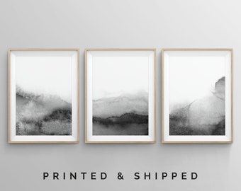 Wall Art Prints, Black and White Wall Art, Abstract Art, Modern Wall Art, Set of 3 Piece Art, Contemporary Watercolour Art, Bedroom Wall Art