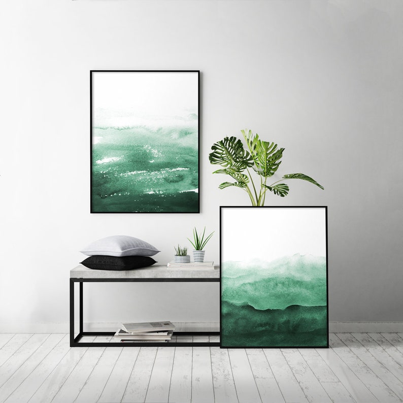 Emerald Green Wall Art Poster Print Abstract Painting Etsy