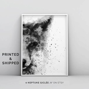 Fox Print, Watercolour, Painting, Woodlands Nursery Wall Art, Black White Grey Decor, Kids Room Poster, Forest Animal, Modern, Splatter Art