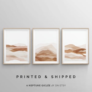 Neutral Wall Art, Beige Watercolor Art Prints, Abstract Wall Art, Terracotta Earth Tone Prints, 3 Piece Large Gallery Wall Modern Art Prints