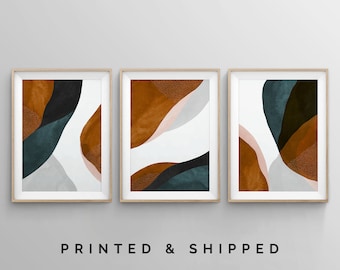 Abstrakte Wandkunst, Erdfarbene Wandkunst, Schlafzimmer Wandkunst, Minimalistische Wandkunst, 3-teilige Wandkunst, Rost Poster Set, Terrakotta Kunstdrucke