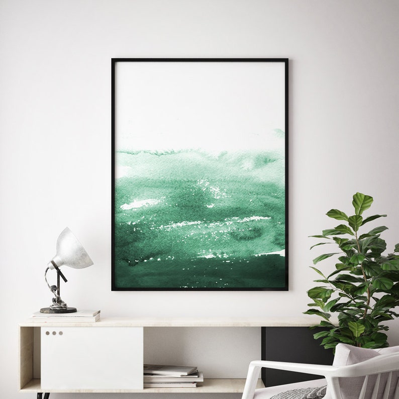 Emerald Green Wall Art Poster Print Abstract Painting Etsy