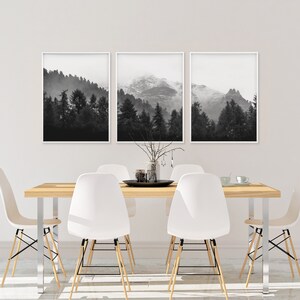Black and White Art, Mountain Wall Art, 3 Piece Art Prints, Set of 3 ...