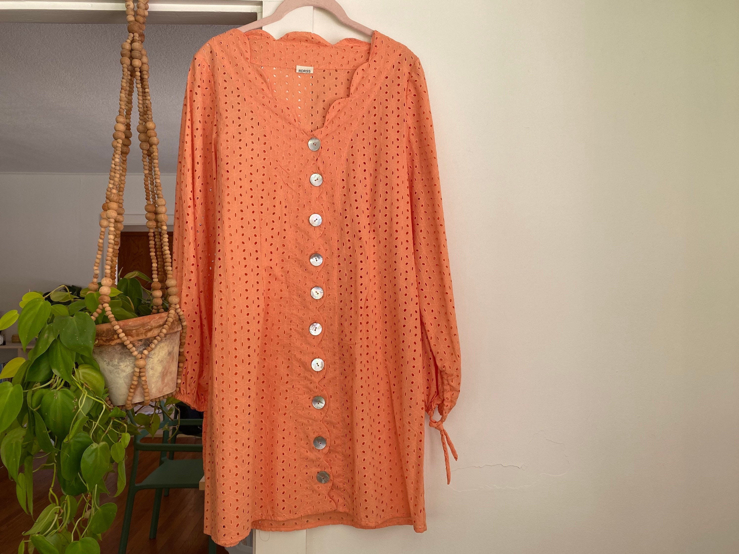 Vintage 60s Jane Birkin cotton crochet lace midi dress S M