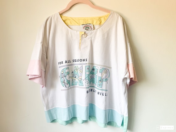 80's vintage Pastel tee-Beverly Hills Camp- Graph
