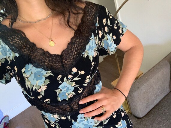 90s Betsey Johnson Floral Lace dress-Black Lace dr