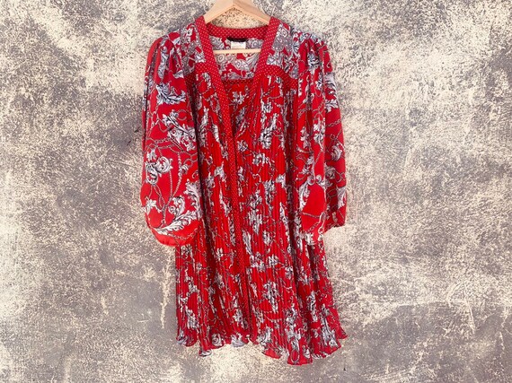 80's Original Diane Freis Pleated Dress - Paisley