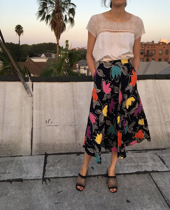 Vintage Bias cut skirt - Memphis print - Floral Sk