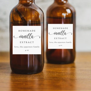 Vanilla Extract Labels Script • Custom and Personalizable • 1.8" square • Homemade Christmas Neighbor Gift