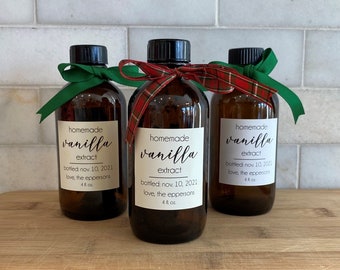 Cursive Vanilla Extract Labels • Custom and  Personalizable • 1.8" square • Homemade Christmas Gift