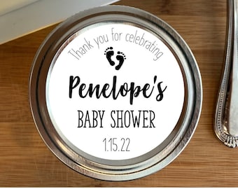 Personalized Baby Shower Sticker Labels • Customization • Mason Jar Gift • Gift Bag Sticker • 2 inch Round • 20