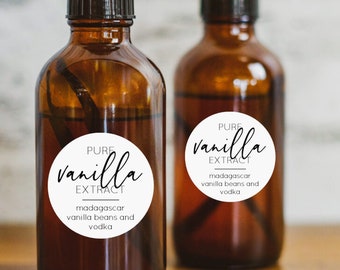 Cursive Custom Round Vanilla Extract Labels - 1.5 inch round, 2 inch round - Homemade gift - Personalizable