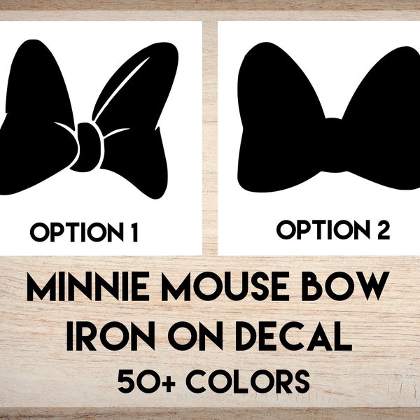 Minnie Mouse Bow Iron on - HTV Vinyl Transfer Decal - Any Apparel Transfer - Variété de couleurs et de paillettes - DisneyWorld DisneyLand