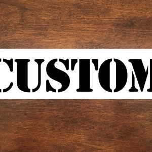 Custom Stencil font LAST NAME or WORD on a Jersey or T Shirt - Iron on Vinyl Heat Transfer Decal - Solid - Tshirt Transfer