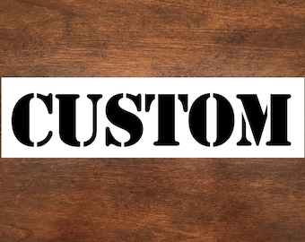 Custom Stencil font LAST NAME or WORD on a Jersey or T Shirt - Iron on Vinyl Heat Transfer Decal - Solid - Tshirt Transfer