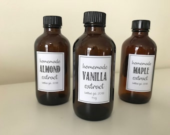 Vanilla  Extract Labels - Various sizes - Custom Stickers - Customizable for you - Kraft Glossy or Matte