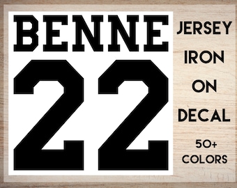 Jersey Name and Number Iron On | Jersey Decal | Heat Transfer | Football | Soccer | Softball | Baseball Mom