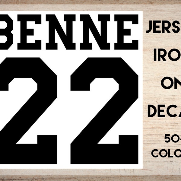 Jersey Name and Number Iron On | Jersey Decal | Heat Transfer | Football | Soccer | Softball | Baseball Mom