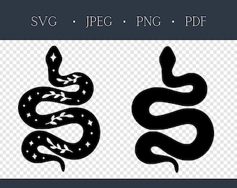 Snake -  svg - png - jpeg - pdf - Reptile clip art - Cricut Silhouette Cut files
