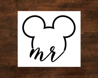 Mickey Mr Disney Iron on vinyl - Honeymoon - Wedding - HTV Apparel Transfer - Disneyworld Disneyland