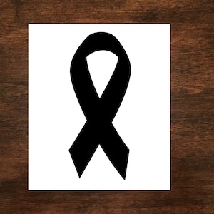May include: A black ribbon, a symbol of remembrance and support.