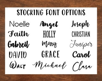 Custom Iron on Vinyl Christmas Stocking NAME - Personalized Transfer Decal - Variety Fonts and Colors
