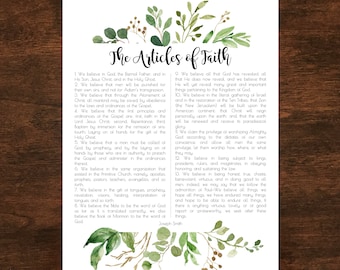 The Articles of Faith - Several Sizes - LDS - Latter Day Saint - Instant Download - PDF Files