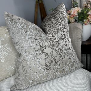 Damask Cushion Cover, Mink Pillow Cover, Elegant Throw Pillow 22&quot;  / Worldwide Shipping & Double Sided