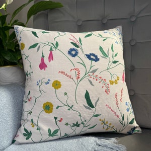 Floral Cushion Cover, Decorative Pillow Cover, Sofa Pillow, Scatter Cushion, John Lewis Foxlease Multi, Meadow Flowers, Double-sided