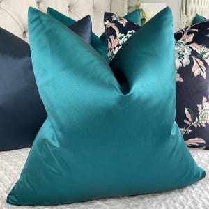 Luxury TEAL  Throw Pillow Cover - High Quality Satin Look Cushion Cover - Double Sided