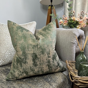 Olive green cushion cover, scatter luxury green pillow cover - gold shimmer, throw pillow, CURICO Ashley Wilde Fabric- Worldwide Shipping!