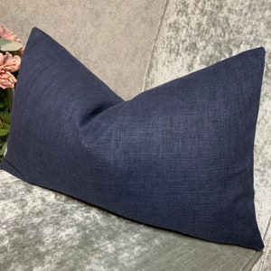 Navy Pillow Cover, 12&quot; x 20&quot; Cushion Cover - Pillow Cover - Double Sided - Decorative Cotton Blend Throw Pillow Cover John Lewis Fabric