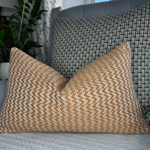 ORANJE - WITTE kussenhoes, decoratief kussen 12" x 20", geometrisch ontwerp, bankkussendeken / inrichtingsstof - dubbelzijdige zigzag