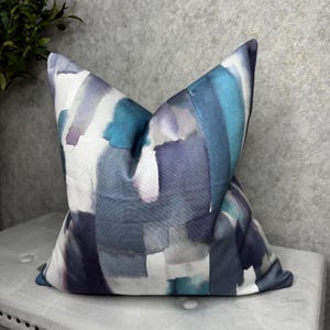 Abstract Cushion cover, LIVIA John Lewis & Partners Fabric, Peacock, Contemporary Style Cushion Cover, Navy Blue Throw Pillow Cover