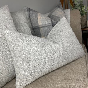 Decorative Grey Cushion Cover 12&quot; x 20&quot;, Throw Pillow Cover John Lewis & Partners Tonal Weave Fabric - Woven - Sofa Cushion -Double sided