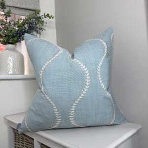 Embroidered Blue Cushion Cover, Double Sided Pillow Pillow Case - John Lewis Fabric