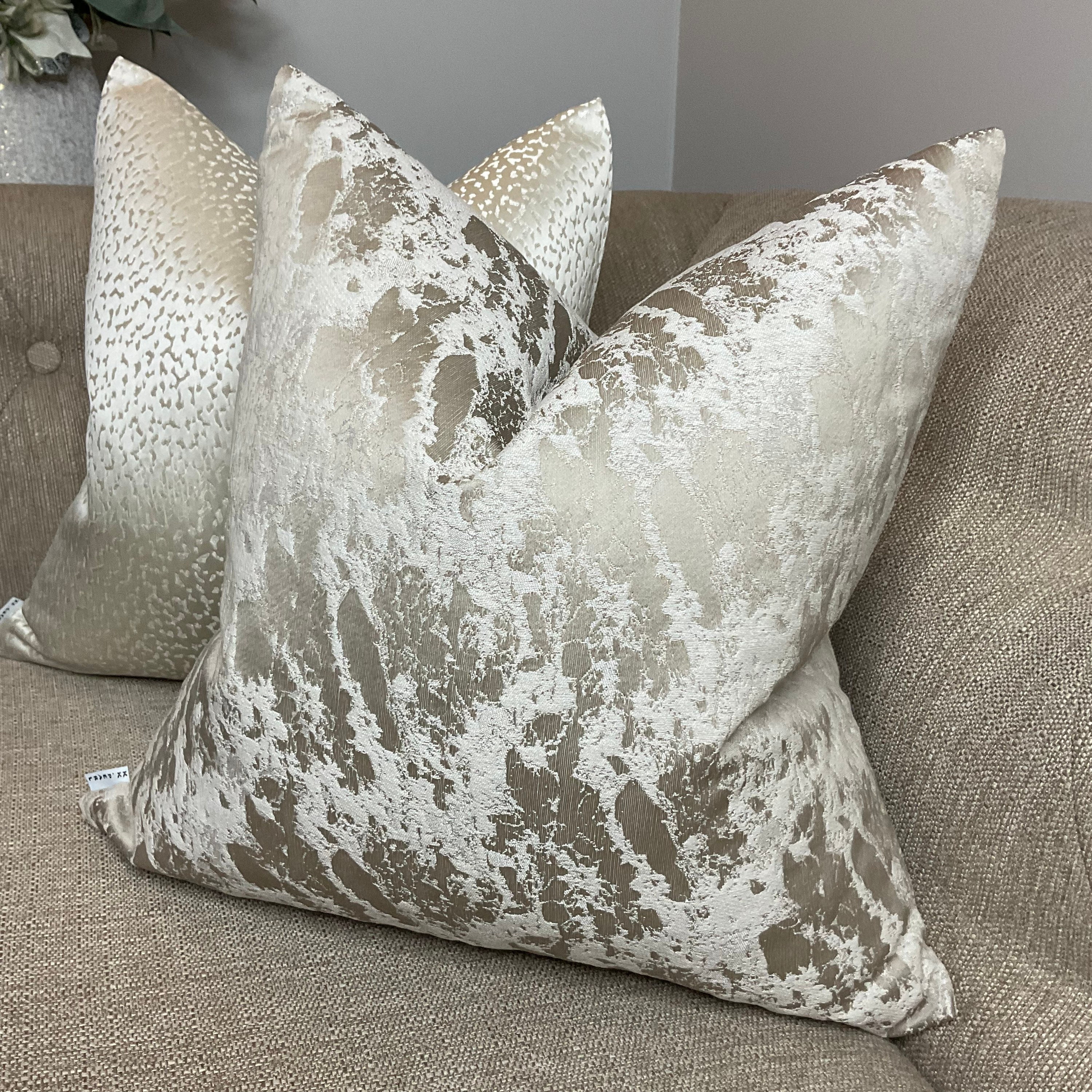 Luxury Geo Feather Cushion / Cover, Silver - Grey - KK Pearl Decor