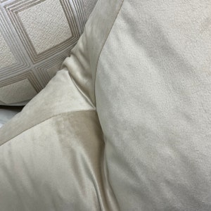Hochwertige Polyester Samt Kissenhülle Creme Beige Neutral Dekor Schlicht Doppelseitig / Handgefertigt Bild 5
