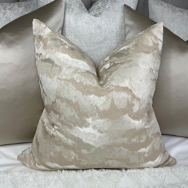 Champagne Cushion Cover, Gold Pillow Cover , Luxury Pillow Case, Designer Cushion Cover , Luxury Bedding , Bed Ashley Wilde NIMBUS Fabric